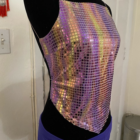 Sequin retro backless small crop top - Picture 10 of 11